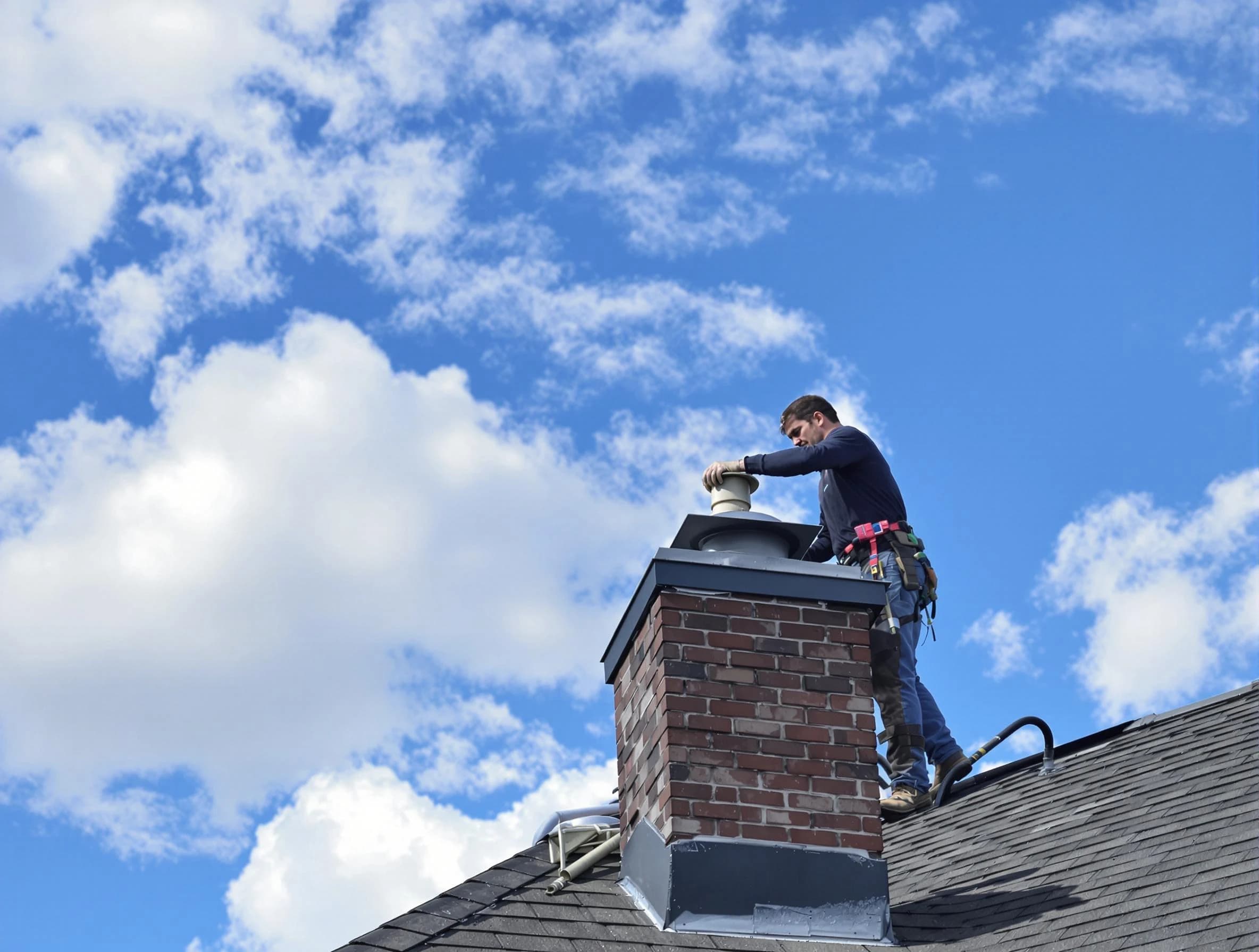Ramapo Chimney Sweep installing a sturdy chimney cap in Ramapo, NY