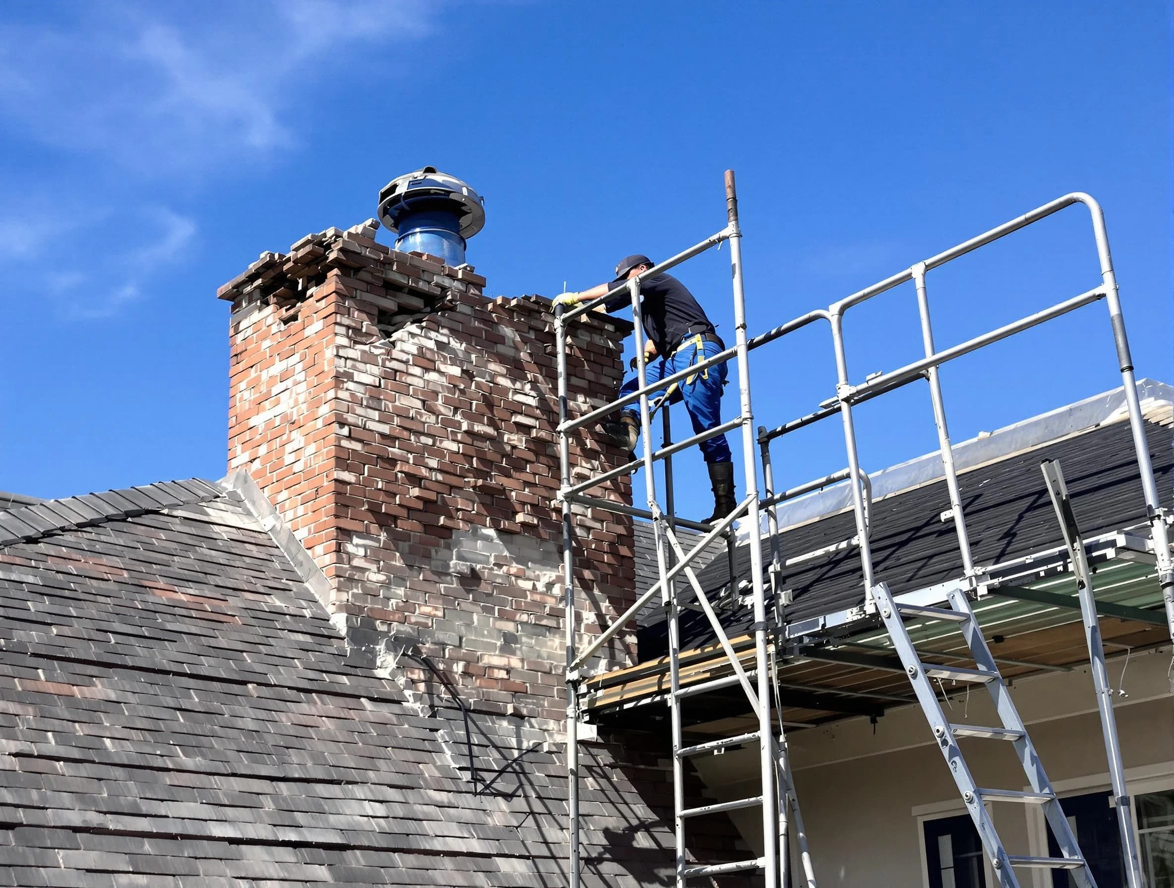 Rebuilding a chimney structure by Ramapo Chimney Sweep in Ramapo, NY
