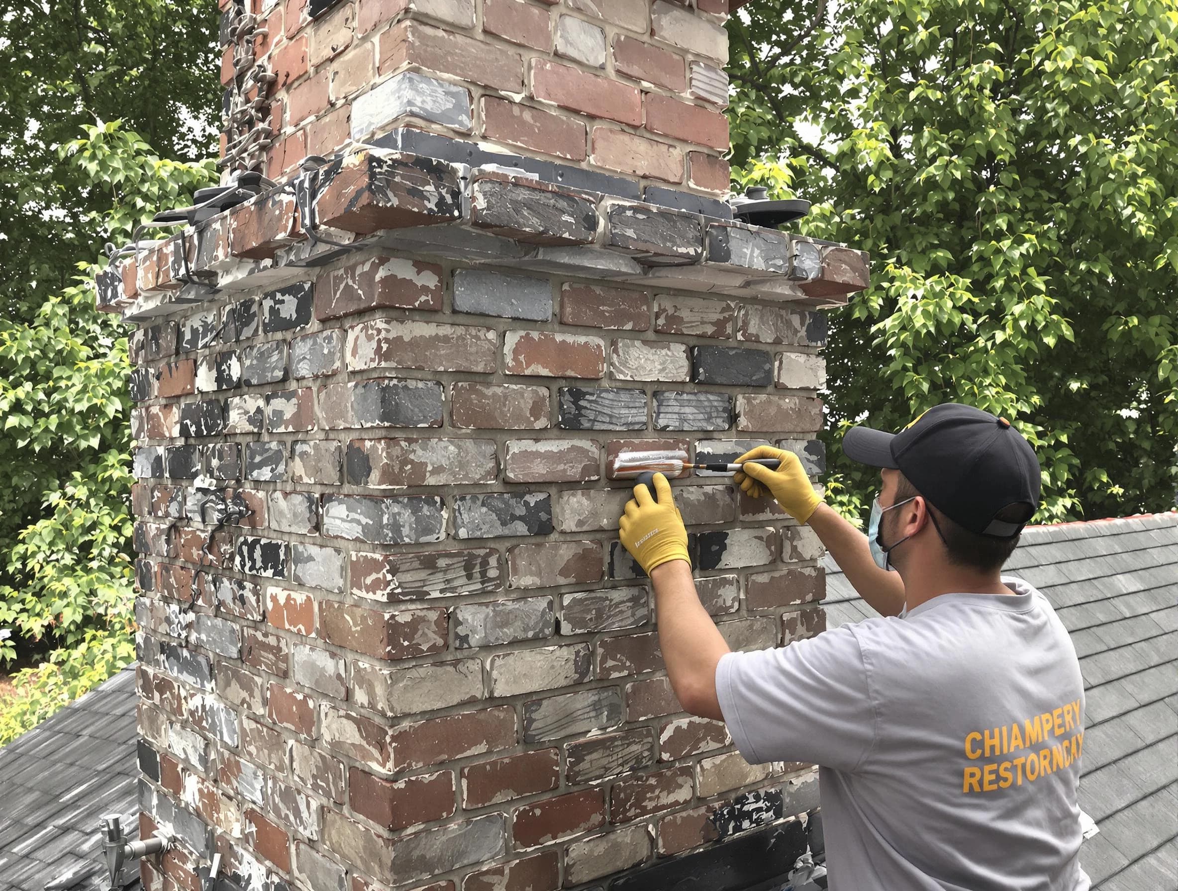 In-progress chimney restoration by Ramapo Chimney Sweep in Ramapo, NY