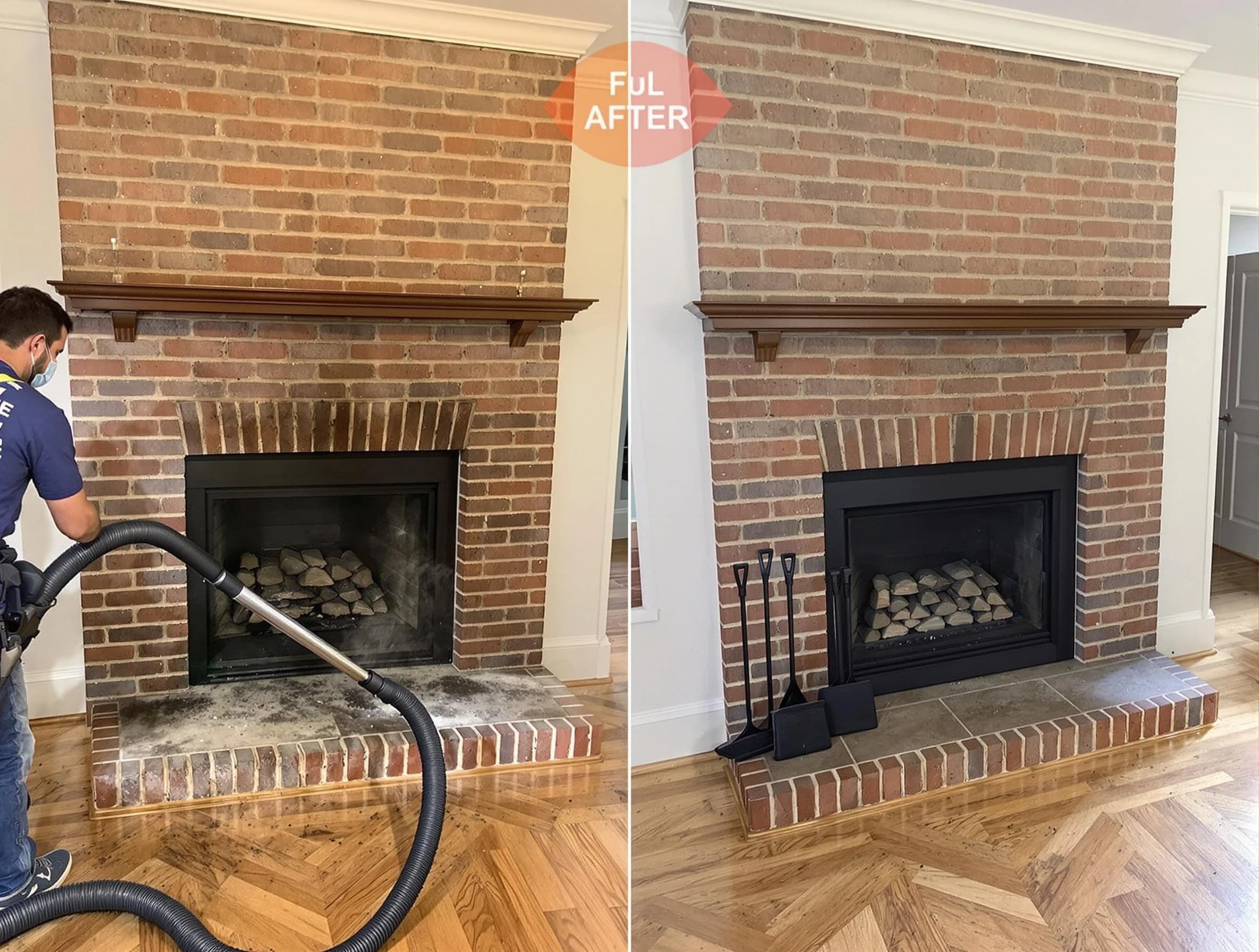Ramapo Chimney Sweep carefully sanitizing a fireplace in Ramapo, NY