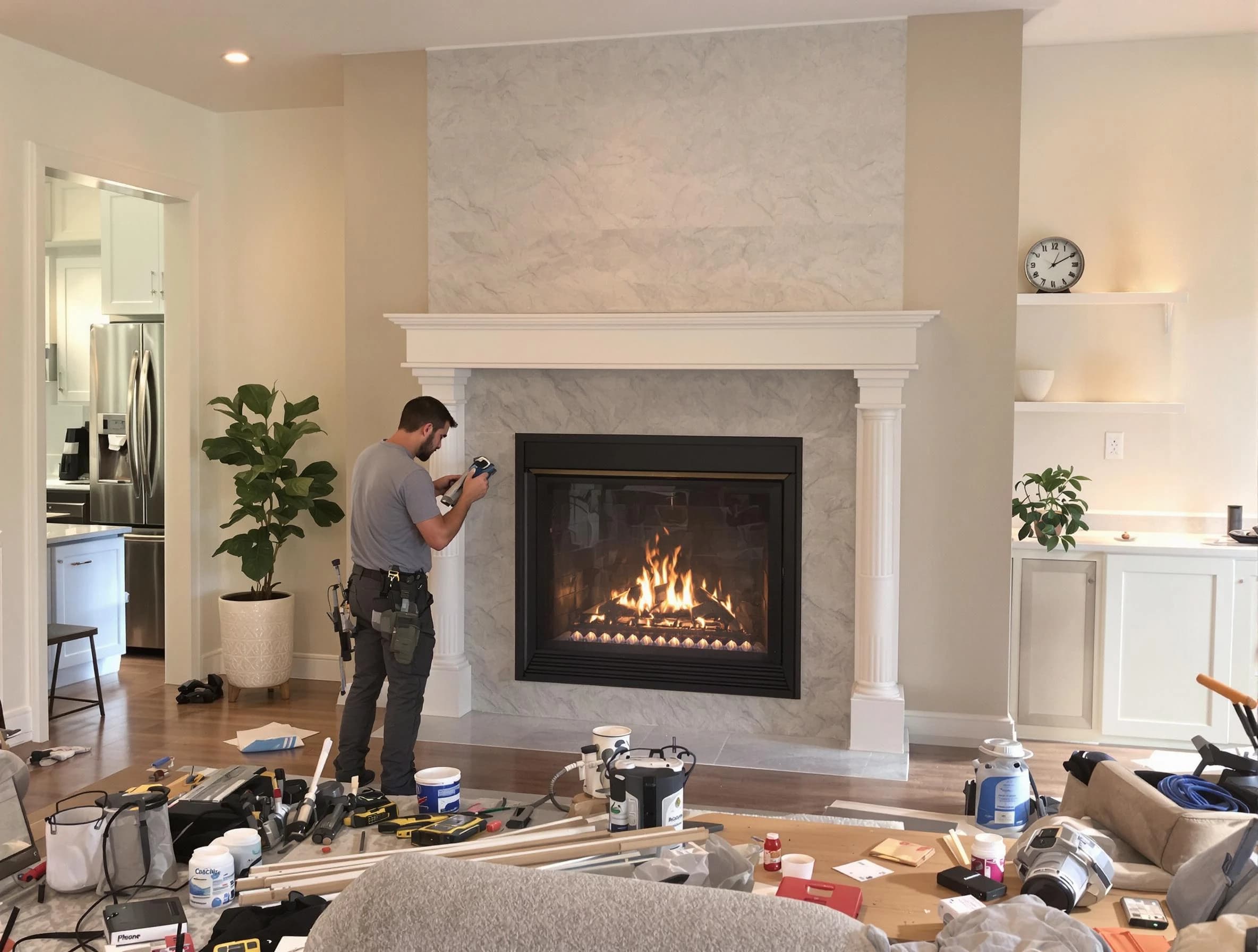 Newly installed fireplace by Ramapo Chimney Sweep in Ramapo, NY