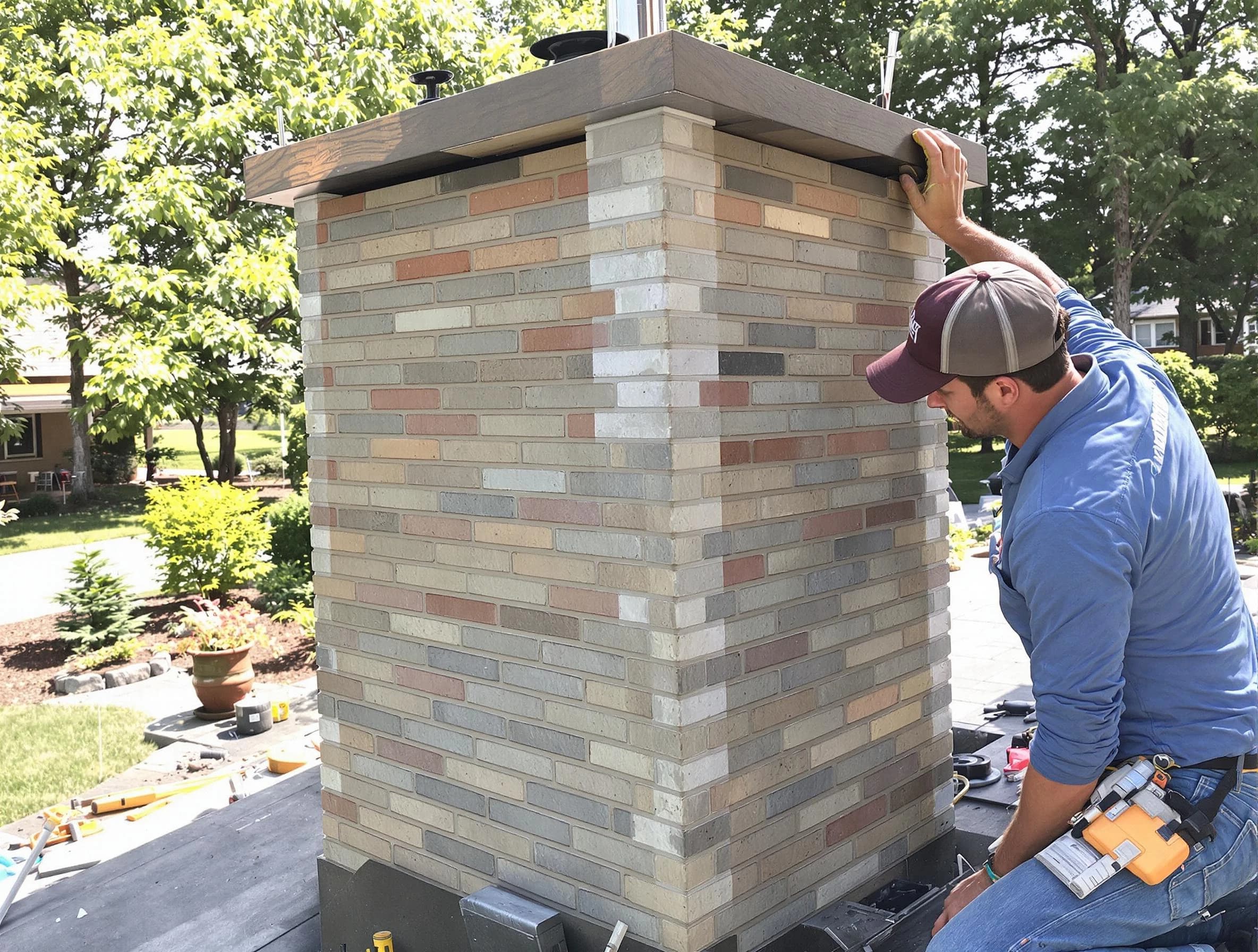 Ramapo Chimney Sweep completing a modern chimney remodel in Ramapo, NY
