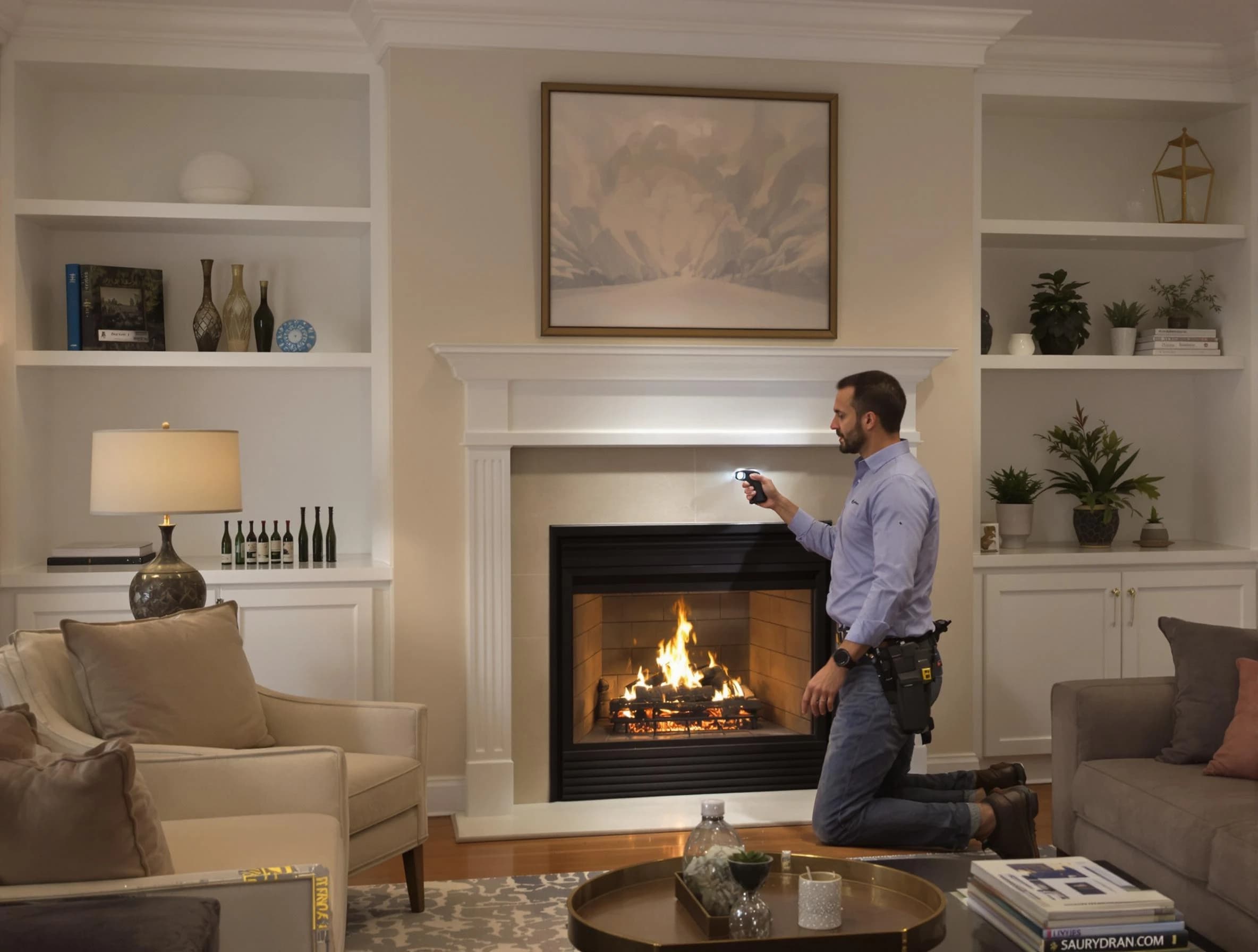 Ramapo Chimney Sweep conducting a fireplace safety inspection in Ramapo, NY