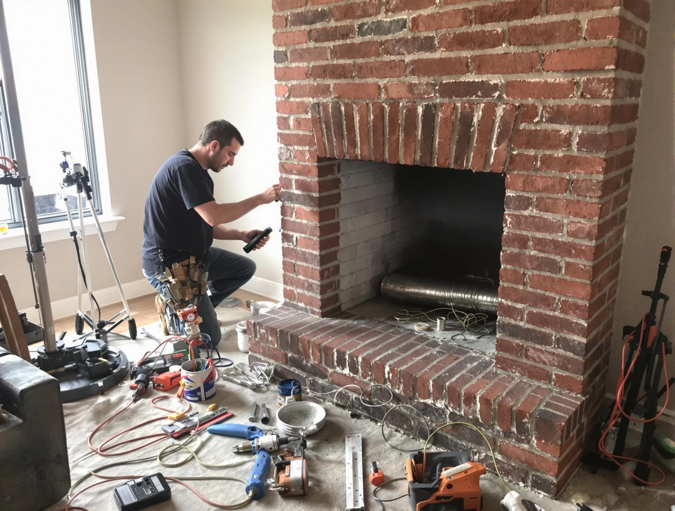 Ramapo Chimney Sweep specialist finalizing chimney liner service in Ramapo, NY